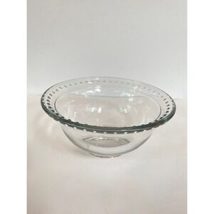 Clear Glass Serving Bowl with Beaded Rim, fluted Hobnail Style 6.75" Inch Round